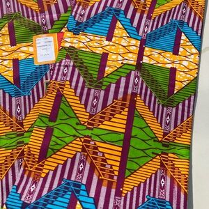 6 yd Colorful Geometric African Wax Print Fabric - Multi